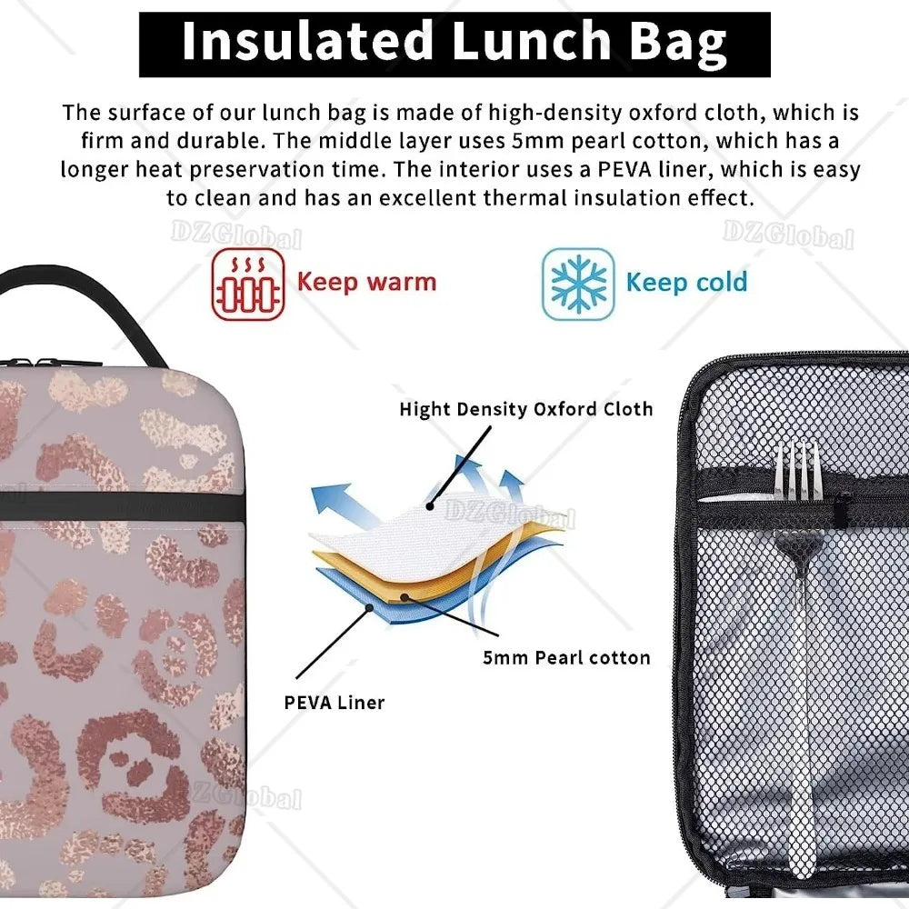 Limited Edition Rose Gold Leopard Thermal Lunch Bag