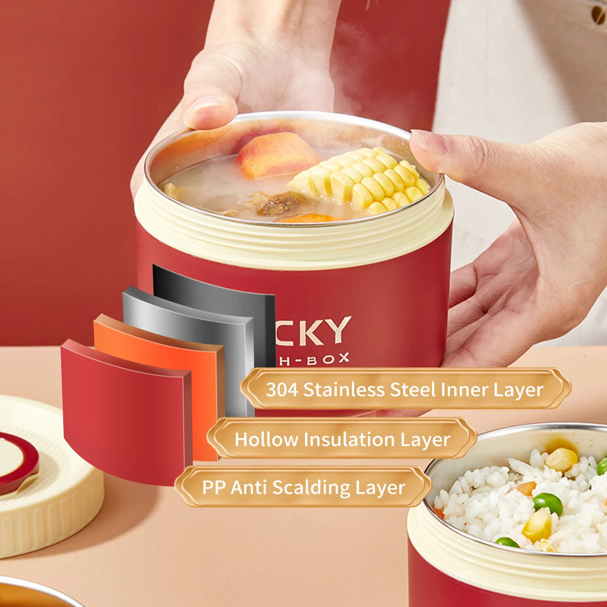 Portable Insulated Stainless Steel  Lunch Box