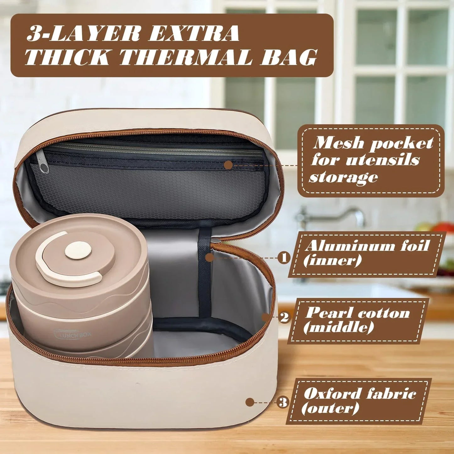 Portable 3 Separate Stackable Lunch Boxes
