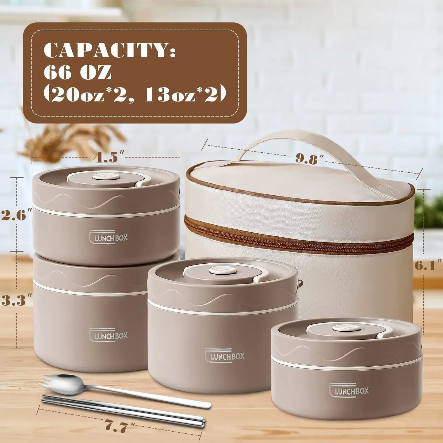 Portable 3 Separate Stackable Lunch Boxes