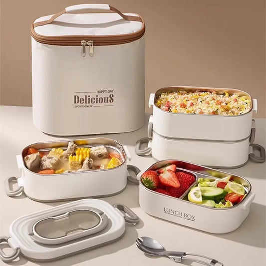 Double Layers Stainless Steel Thermal Lunch Box